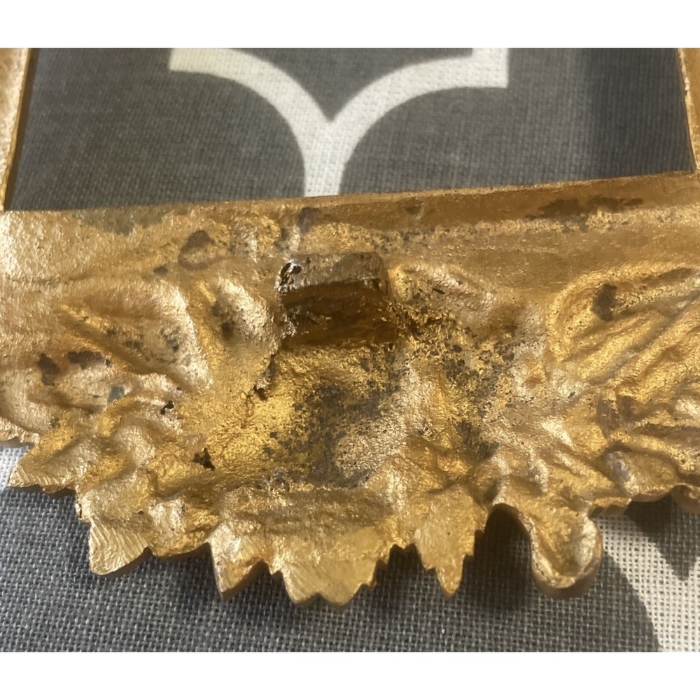 Vintage Ornate Gold Gilt Cast Floral Arched Mini Picture Frame No Glass Or Back - Picture 9 of 9